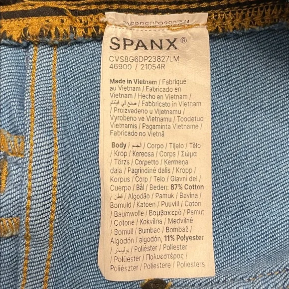SPANX Shape Cropped Jeans Size XL Wide Leg Washed Blue Pull Up